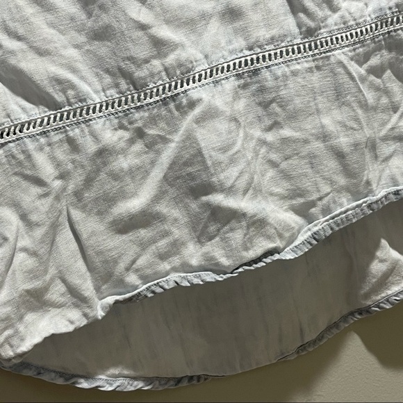 CHELSEA & VIOLET Women’s Blue Chambray Lyocell Peplum Top Bell Sleeves - Picture 5 of 9